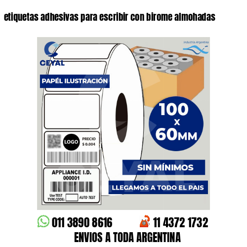 etiquetas adhesivas para escribir con birome almohadas