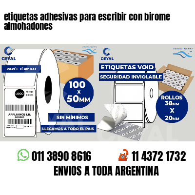 etiquetas adhesivas para escribir con birome almohadones
