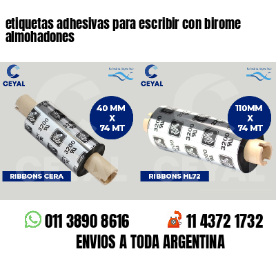 etiquetas adhesivas para escribir con birome almohadones