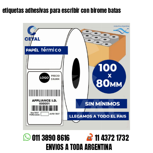 etiquetas adhesivas para escribir con birome batas
