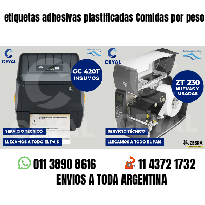 etiquetas adhesivas plastificadas Comidas por peso
