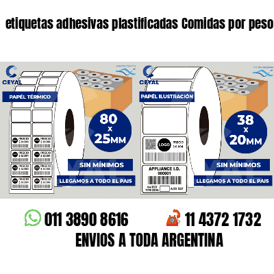etiquetas adhesivas plastificadas Comidas por peso