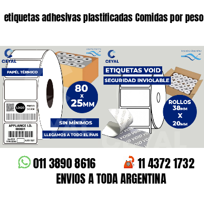 etiquetas adhesivas plastificadas Comidas por peso