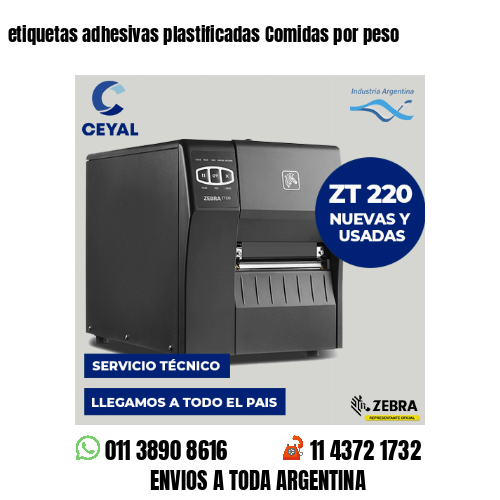 etiquetas adhesivas plastificadas Comidas por peso