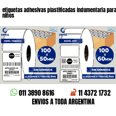 etiquetas adhesivas plastificadas Indumentaria para niños