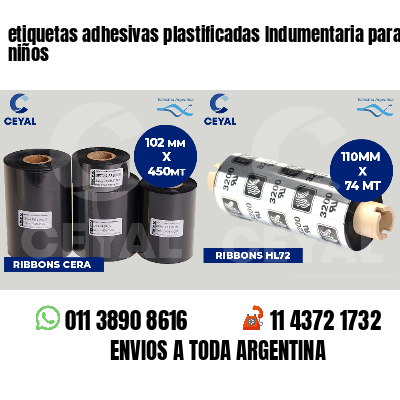 etiquetas adhesivas plastificadas Indumentaria para niños