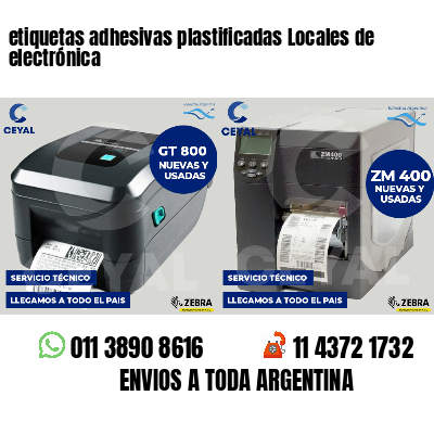 etiquetas adhesivas plastificadas Locales de electrónica