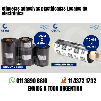 etiquetas adhesivas plastificadas Locales de electrónica