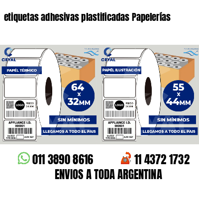 etiquetas adhesivas plastificadas Papelerías