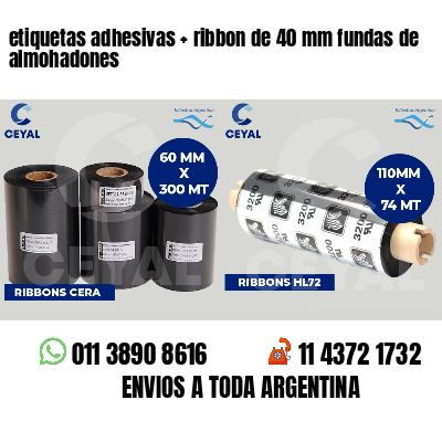 etiquetas adhesivas ribbon de 40 mm fundas de almohadones
