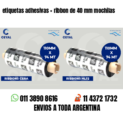 etiquetas adhesivas ribbon de 40 mm mochilas