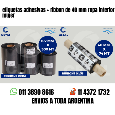 etiquetas adhesivas ribbon de 40 mm ropa interior mujer