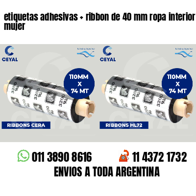 etiquetas adhesivas ribbon de 40 mm ropa interior mujer