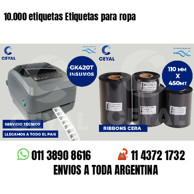 10.000 etiquetas Etiquetas para ropa
