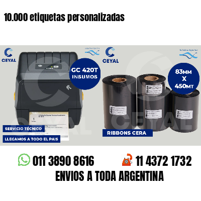 10.000 etiquetas personalizadas