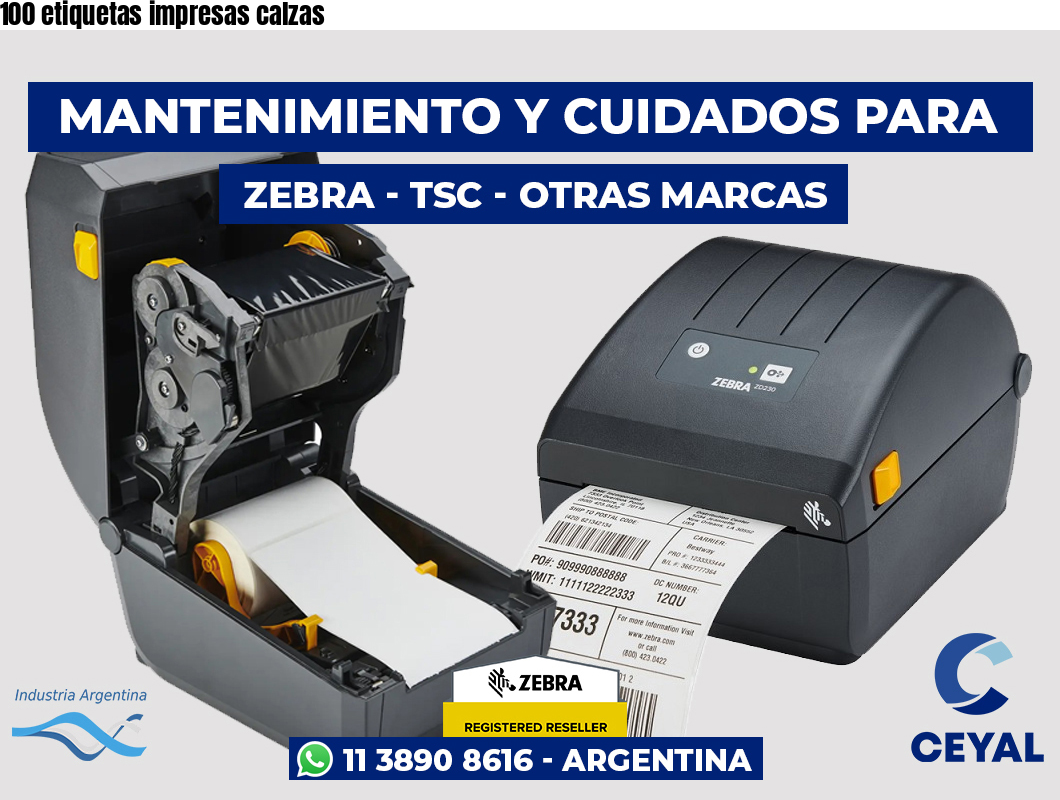 100 etiquetas impresas calzas