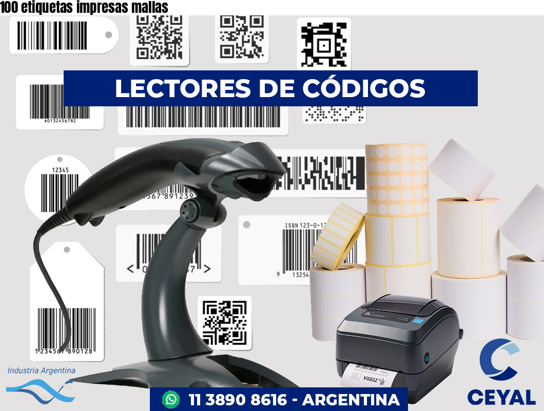 100 etiquetas impresas mallas