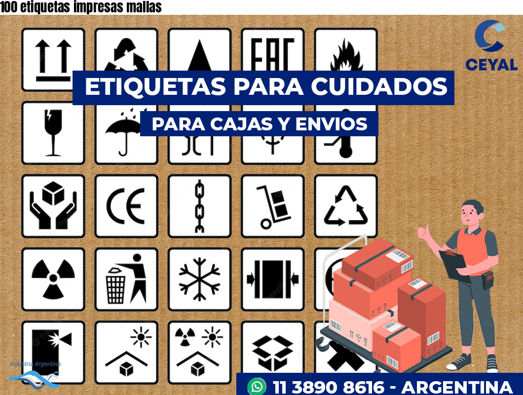 100 etiquetas impresas mallas
