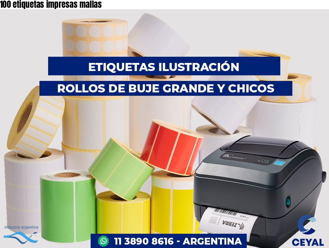 100 etiquetas impresas mallas