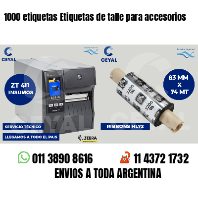 1000 etiquetas Etiquetas de talle para accesorios