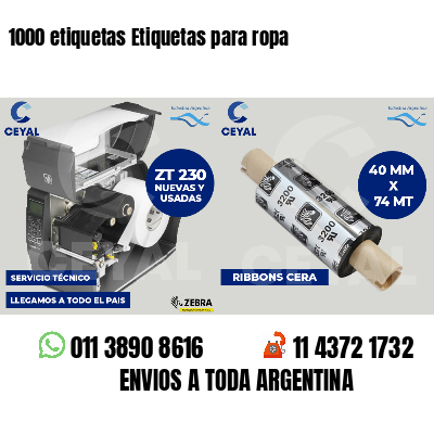 1000 etiquetas Etiquetas para ropa