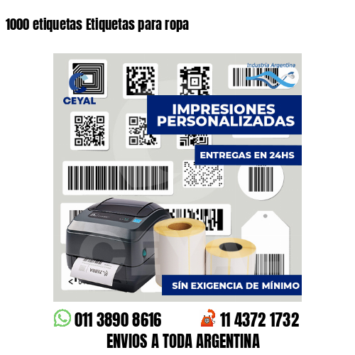1000 etiquetas Etiquetas para ropa