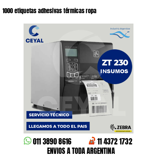 1000 etiquetas adhesivas térmicas ropa