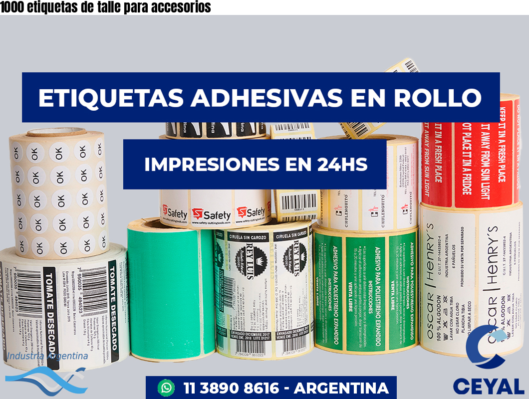 1000 etiquetas de talle para accesorios