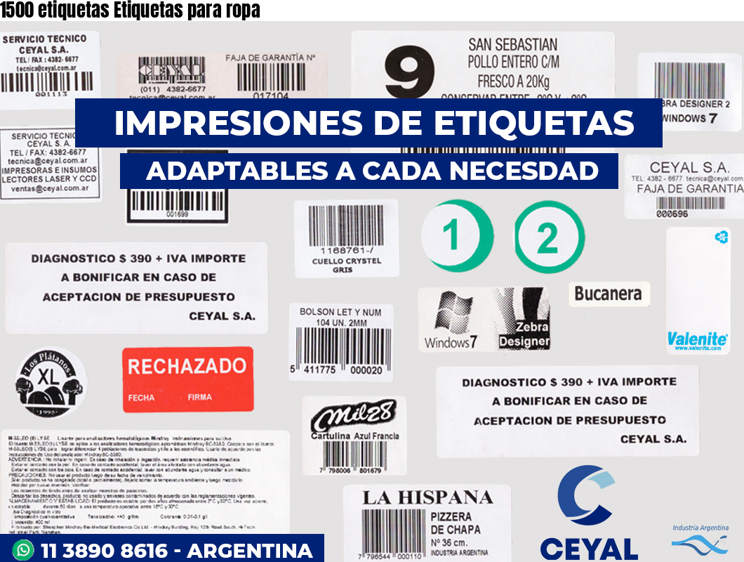 1500 etiquetas Etiquetas para ropa