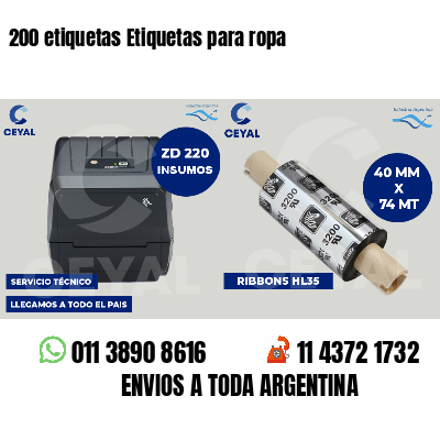 200 etiquetas Etiquetas para ropa