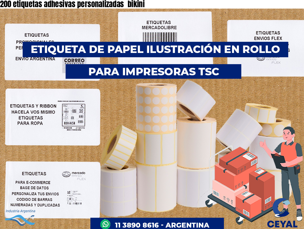 200 etiquetas adhesivas personalizadas  bikini