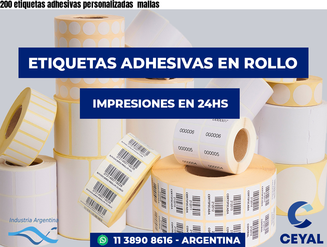 200 etiquetas adhesivas personalizadas  mallas