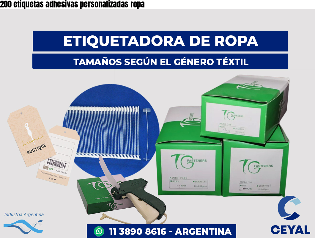 200 etiquetas adhesivas personalizadas ropa