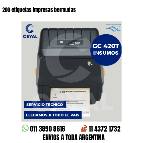 200 etiquetas impresas bermudas