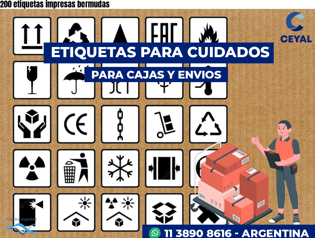 200 etiquetas impresas bermudas