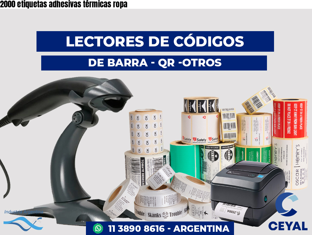 2000 etiquetas adhesivas térmicas ropa