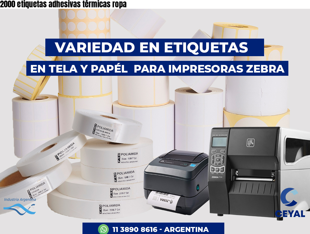 2000 etiquetas adhesivas térmicas ropa