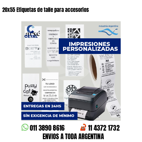 20x55 Etiquetas de talle para accesorios