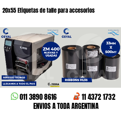 20x55 Etiquetas de talle para accesorios