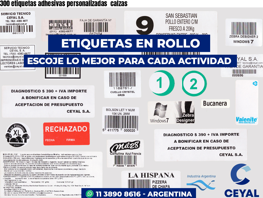 300 etiquetas adhesivas personalizadas  calzas