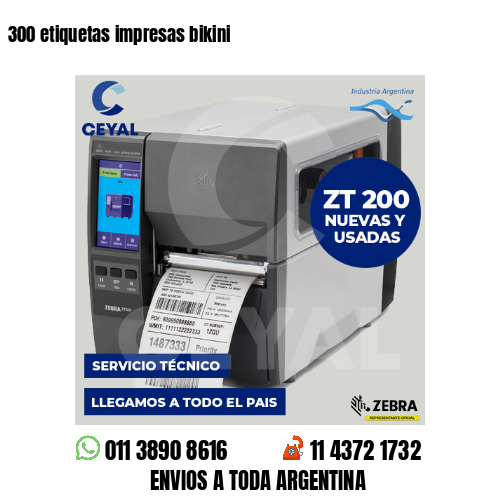 300 etiquetas impresas bikini