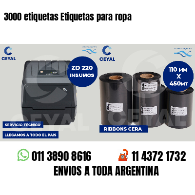 3000 etiquetas Etiquetas para ropa
