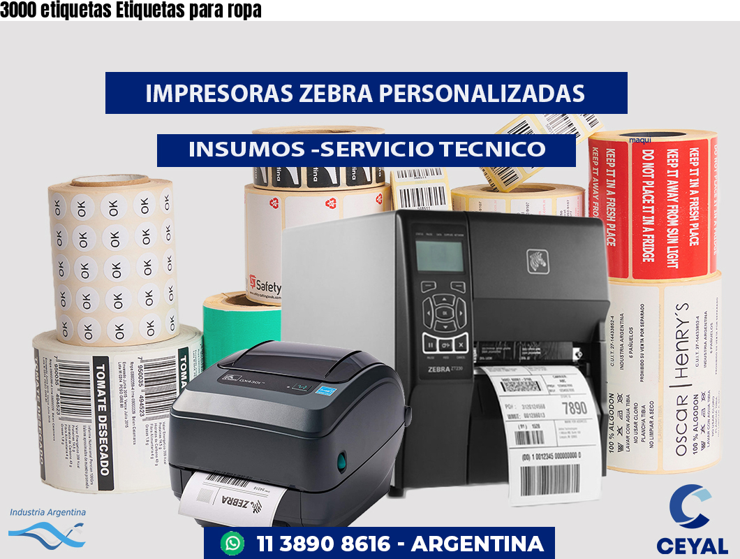 3000 etiquetas Etiquetas para ropa