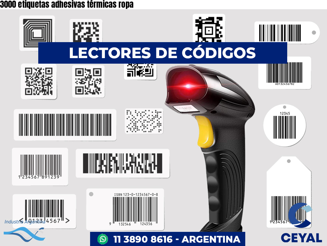 3000 etiquetas adhesivas térmicas ropa