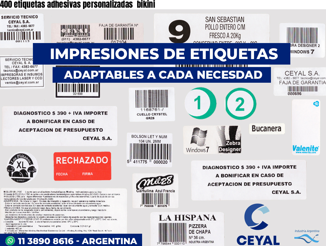 400 etiquetas adhesivas personalizadas  bikini