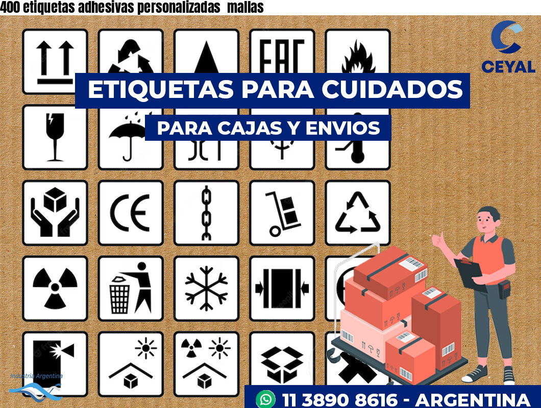 400 etiquetas adhesivas personalizadas  mallas