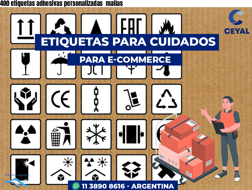 400 etiquetas adhesivas personalizadas  mallas
