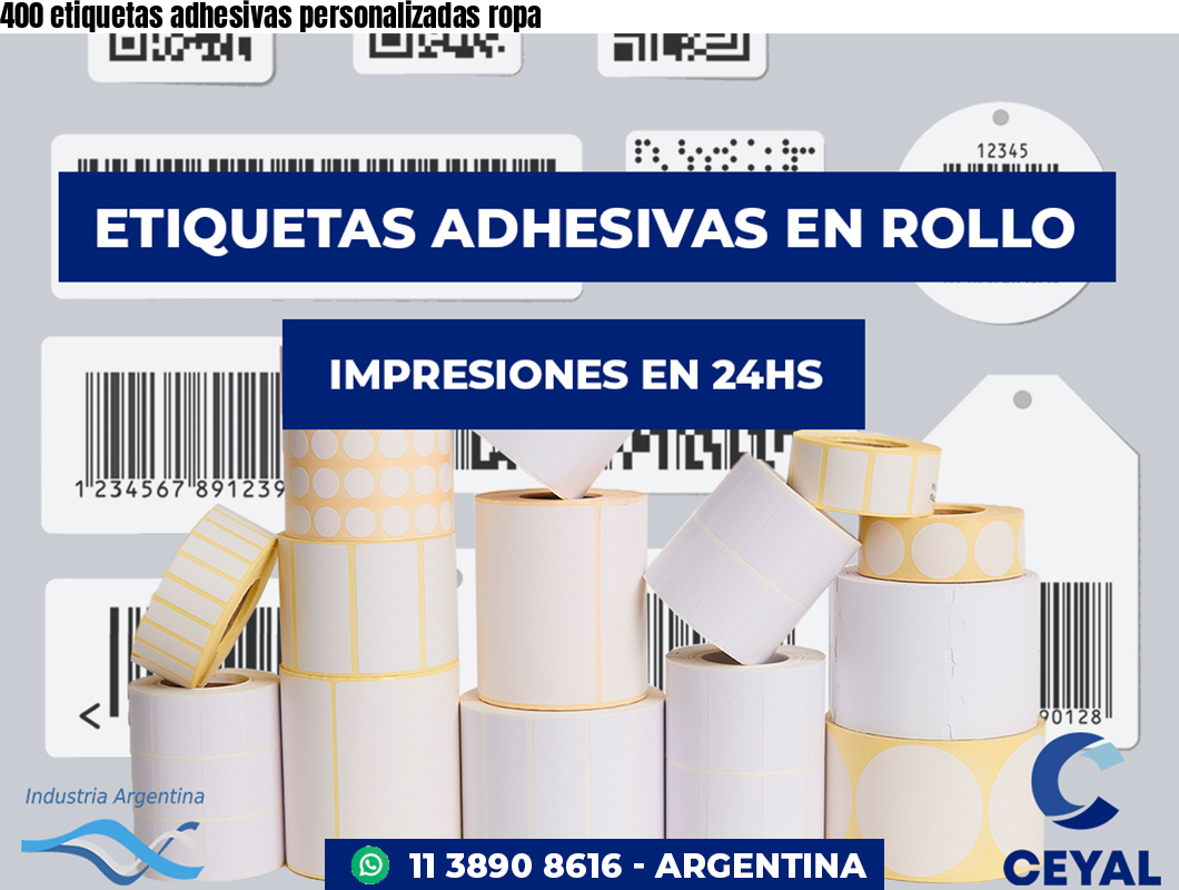 400 etiquetas adhesivas personalizadas ropa