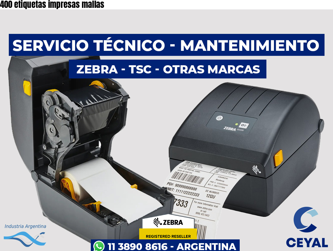 400 etiquetas impresas mallas