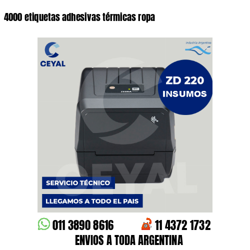 4000 etiquetas adhesivas térmicas ropa